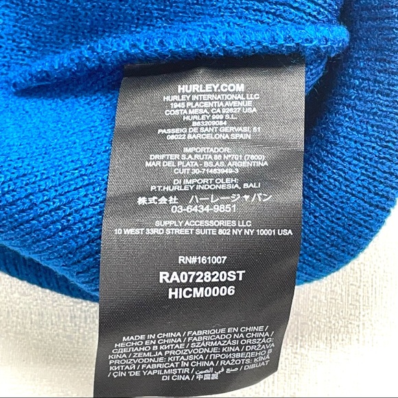 Hurley Men’s Icon Staples Winter Beanie Hat Blue OS New NWT - Picture 10 of 16